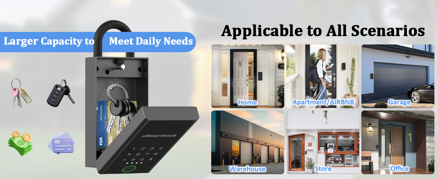 Smart Key Lock Box, APP Control,100 Fingerprints and 20 Passcodes ...