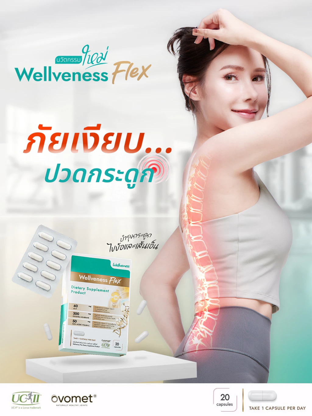Wellveness WellFlex Flex Golgบำรุงกระดูก ไขข้อ เส้นเอ็น อาหารเสริมเพื่อ ...