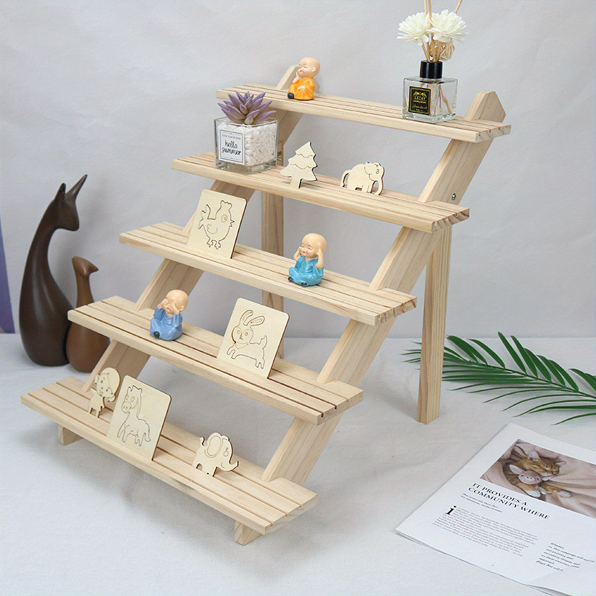 ถูกที่สุด Multi-Layer Wooden Earring Display Rack Stand Desktop Storage ...