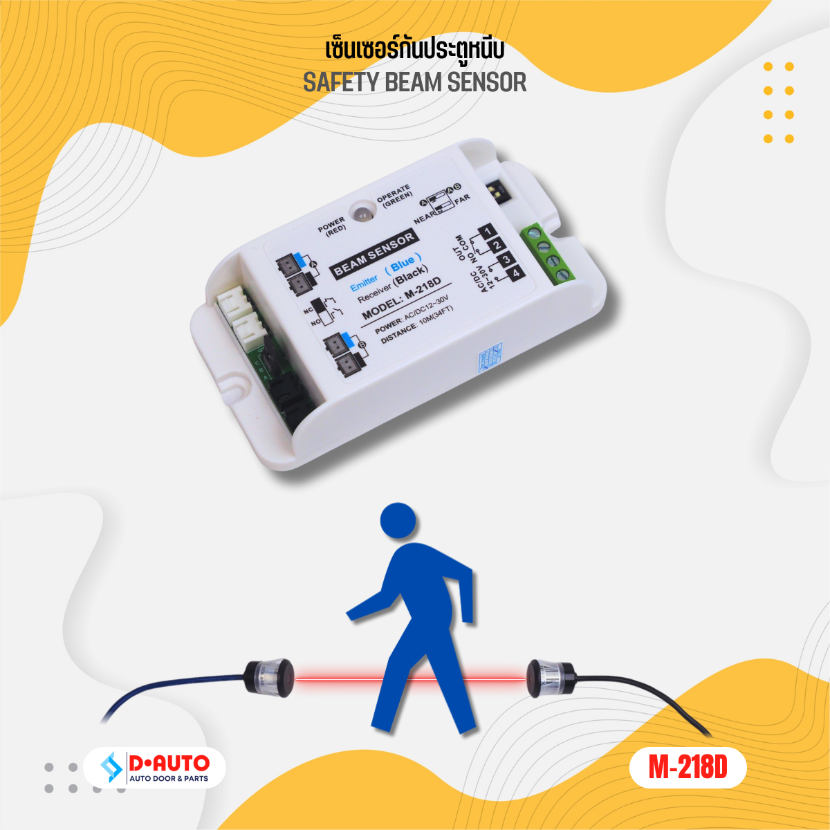 เซ็นเซอร์กันหนีบประตู M-218D (Safety Beam Sensor) โฟโต้เซลล์ อินฟราเรด ...