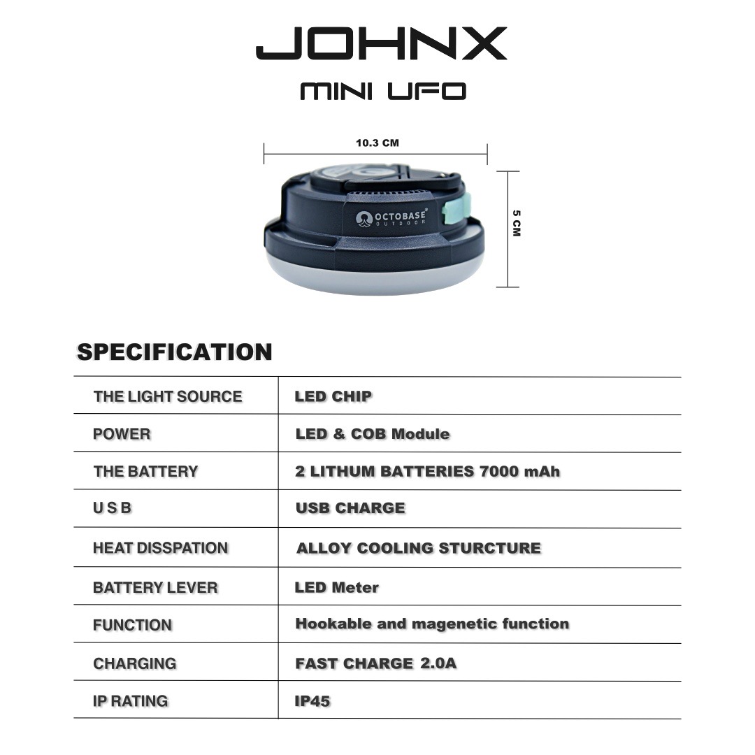OCTOBASE JohnX Mini UFO ใหม่ 2026!! ความสว่าง 1000 ลูเมน มีประกัน 1 ปี ...