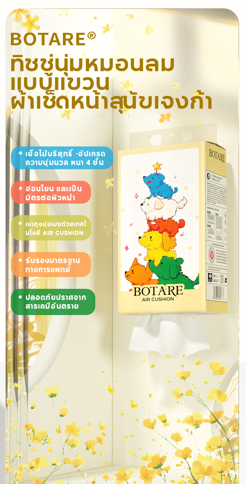 10 แพ็ค Botare กระดาษทิชชู่ แขวน ดีลักซ์ 4 ชั้น 960 แผ่น นุ่ม ซับน้ำดี ...