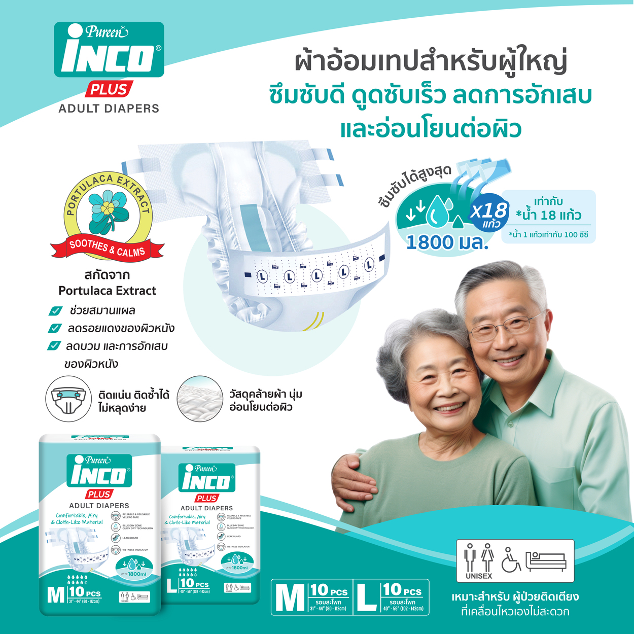 [10 ชิ้น] [Size M] อินโก้ ผ้าอ้อมผู้ใหญ่ Inco Plus Adult Diapers แห้ง ...