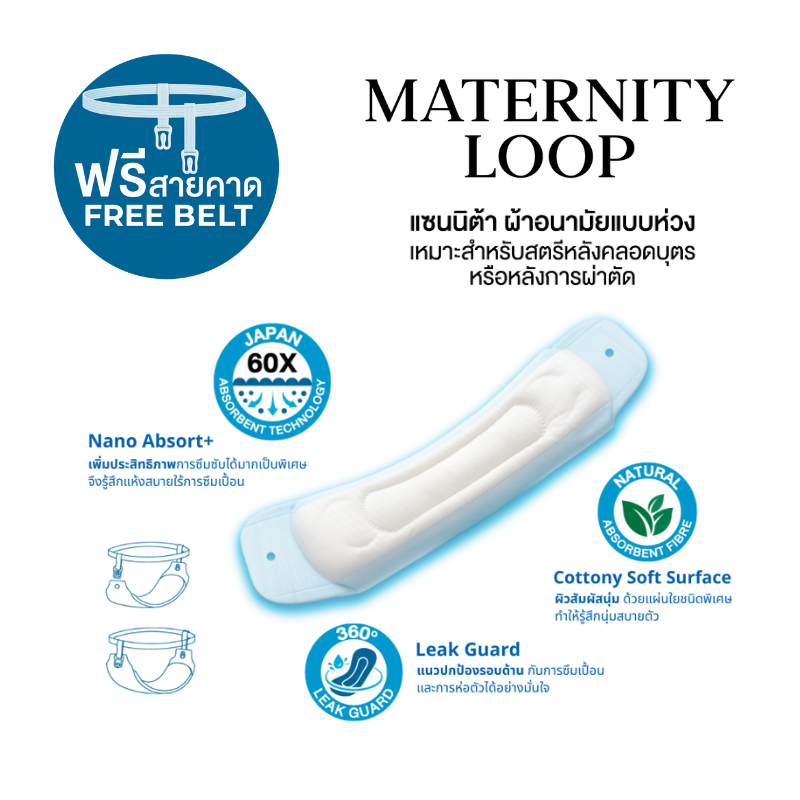 Sanita Maternity Loop / แซนนิต้า ผ้าอนามัยแบบห่วง ยาว 35ซม. (สำหรับสตรี ...