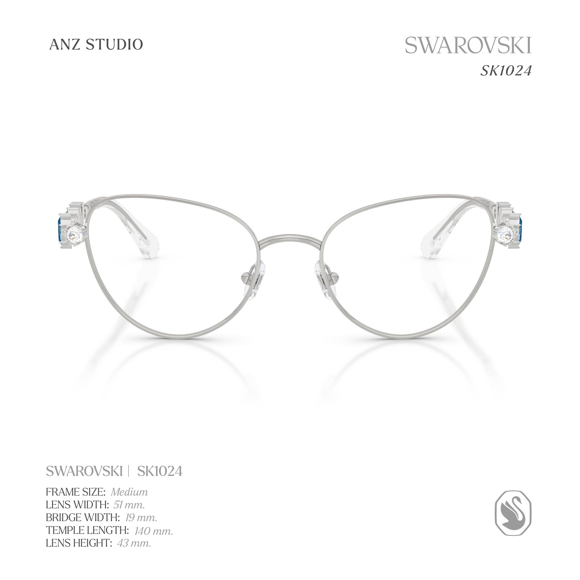กรอบแว่นตา SWAROVSKI รุ่น SK1024 ทรง Cat Eye เฟรมโลหะประดับคริสตัล ของ ...