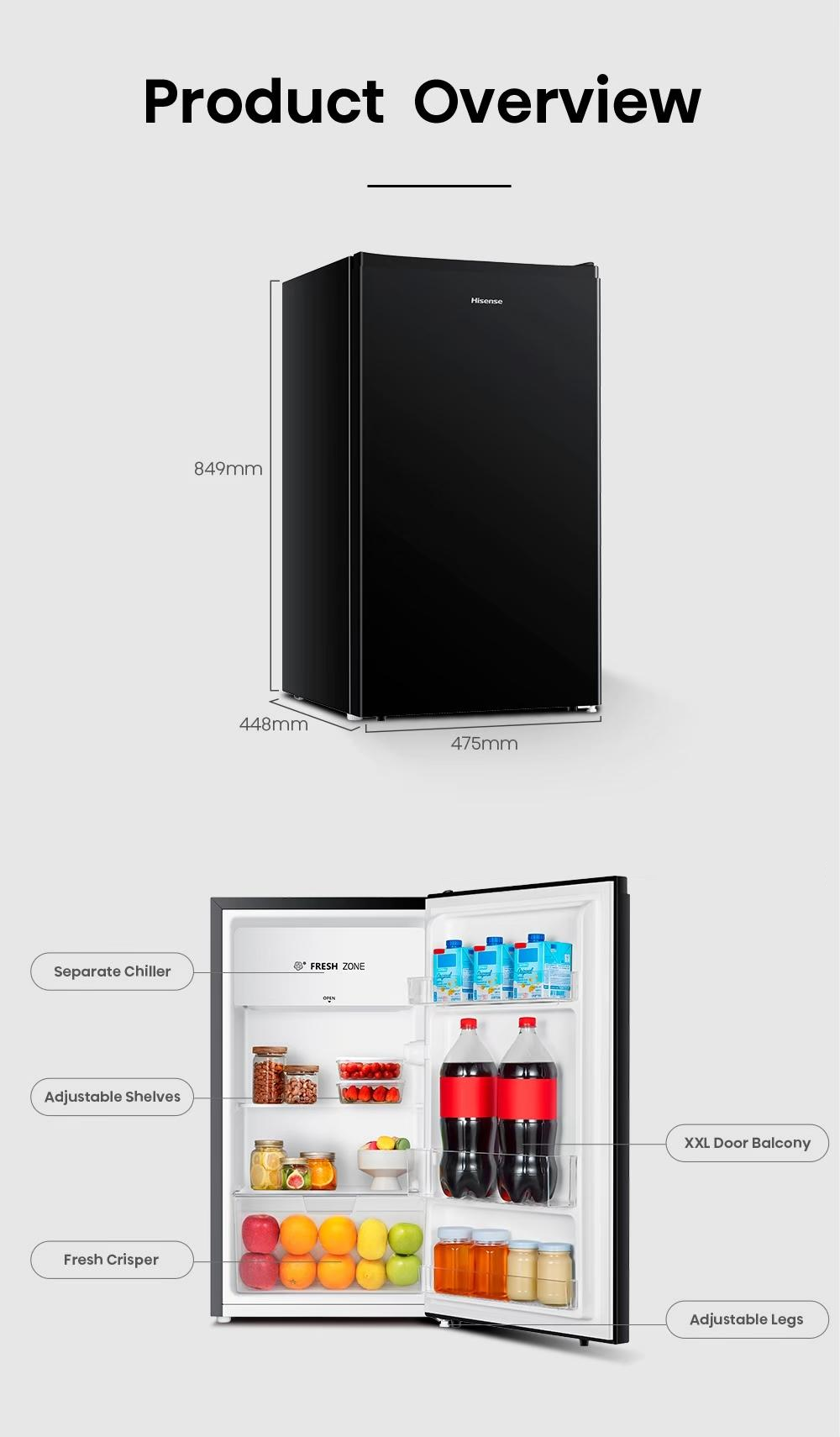 Hisense รุ่น ER92B ตู้เย็น 1 ประตู 3.4 Q/96 ลิตร สีดำ | Shopee Thailand