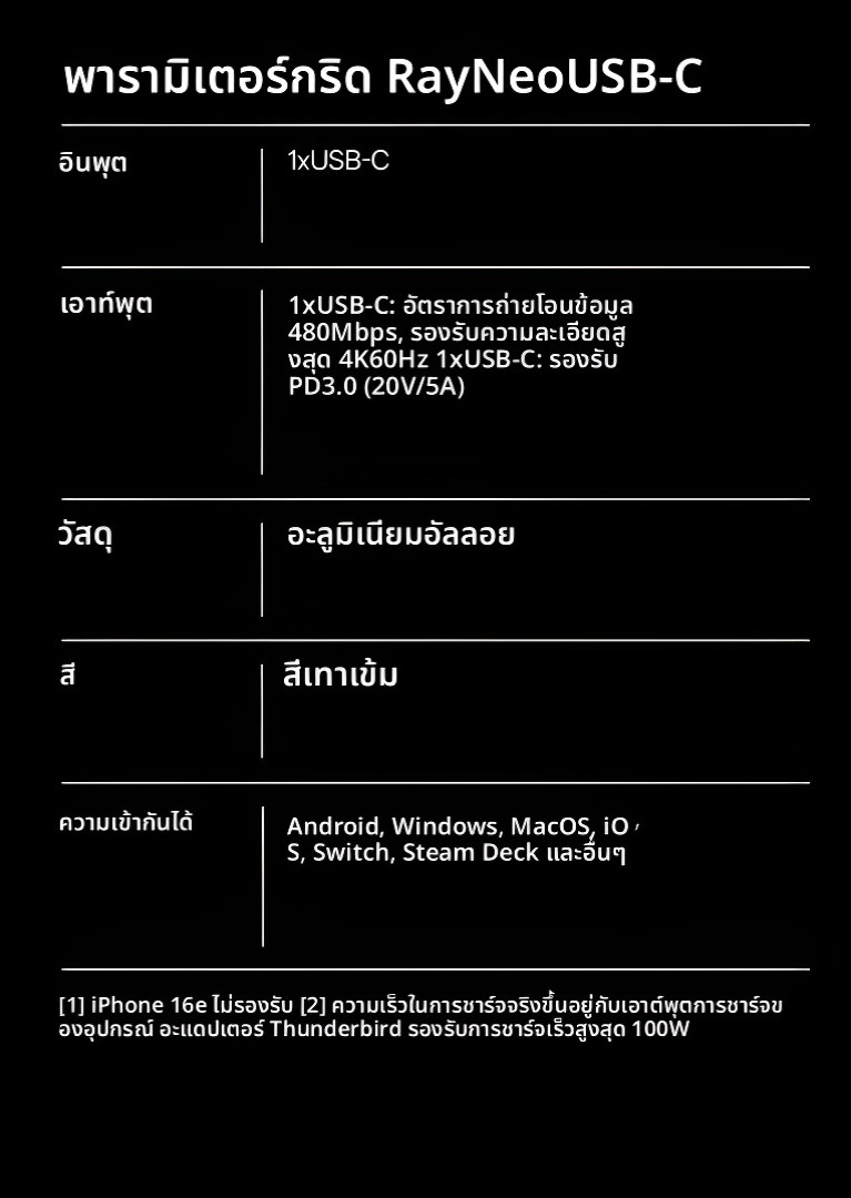 【New Arrival】Rayneo HubUSB-C Adapter Hub รองรับการชาร์จขณะใช้งานสำหรับ ...