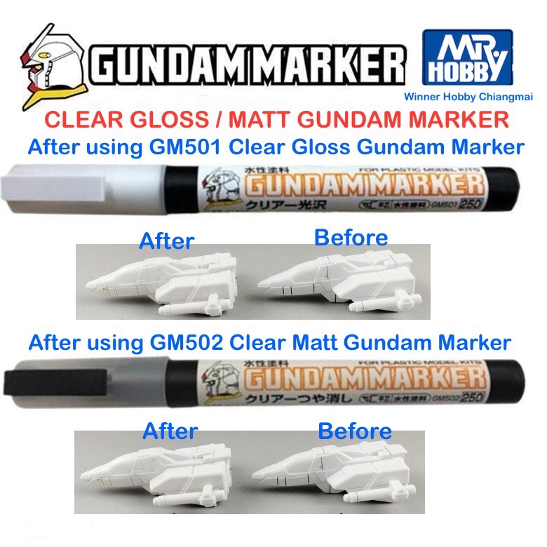 GSI Creos Mr Hobby Gundam Marker GM501 Clear Gloss,GM502 Clear Matt ปาก ...