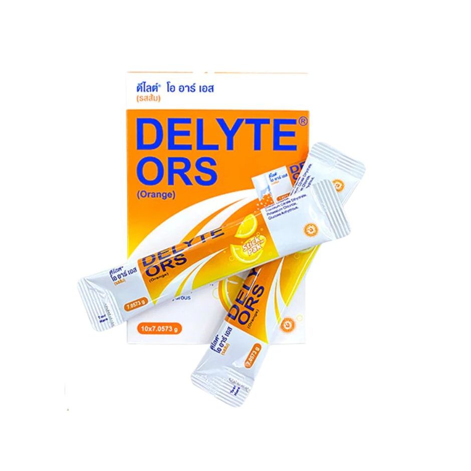 Delyte ORS เกลือแร่สำหรับท้องเสีย ท้องร่วง อาเจียน อ่อนเพลีย รสส้ม ...