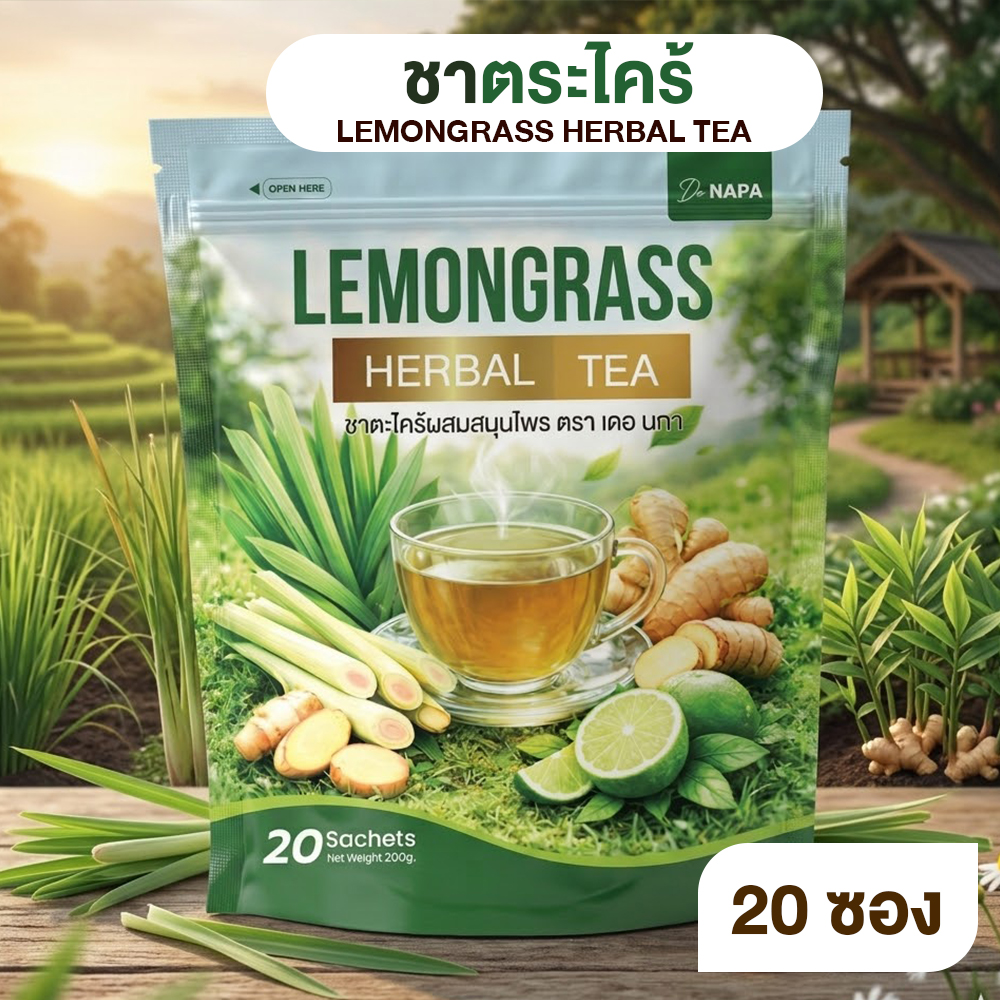 NAPA LEMONGRASS Herbal Tea ชาตระไคร้ หอมตระไคร้ผสมมะนาว 1 ห่อ มี 20 ซอง ...