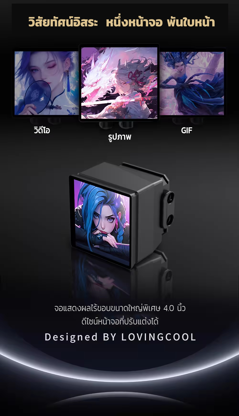 LOVINGCOOL DP360 DP240 ARGB ชุดน้ำปิดหน้าจอ 4.0 นิ้ว LCD DIY GIF พัดลม ...