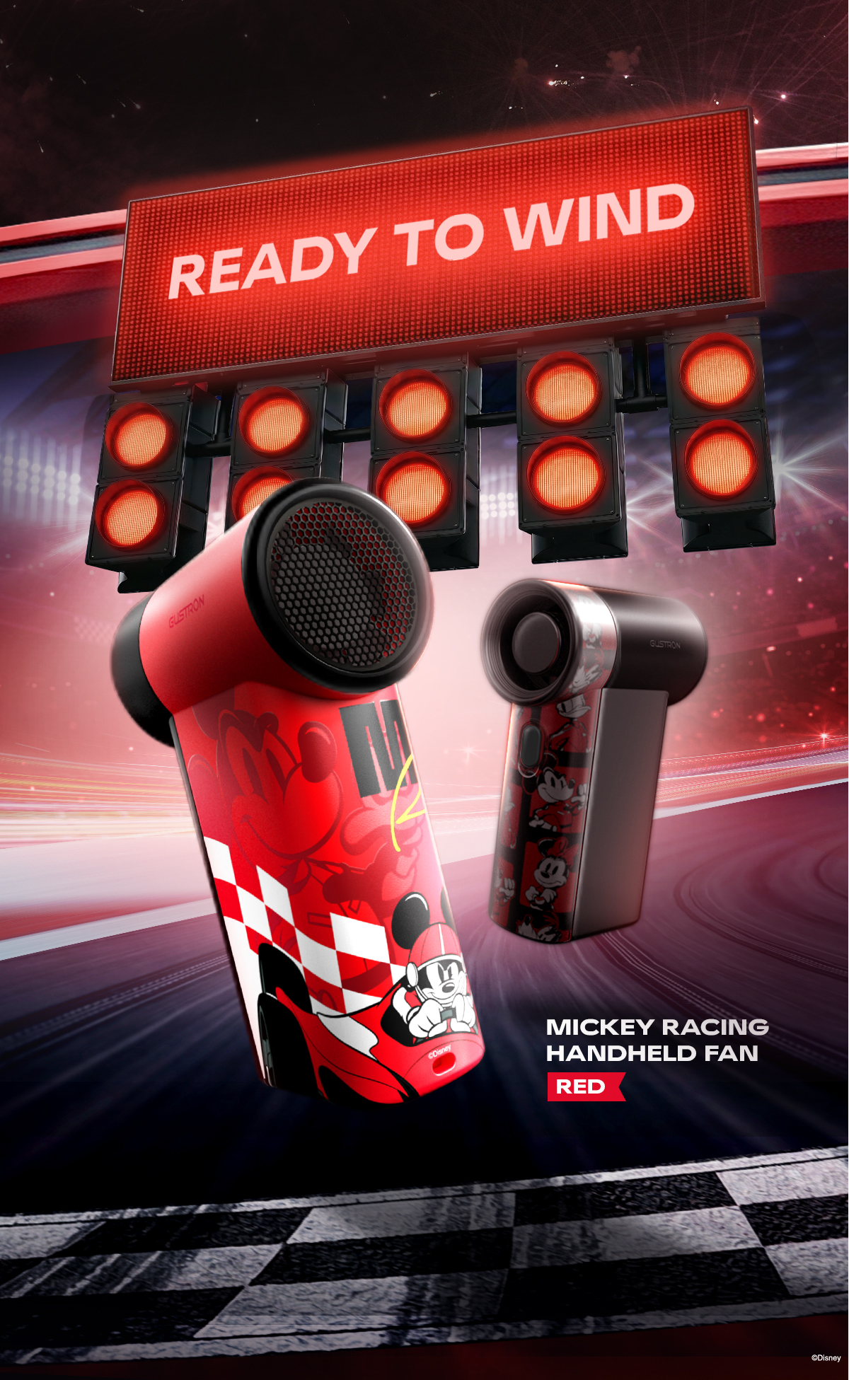 [ลิขสิทธิ์แท้] Gustron x Mickey Racing Portable Handheld Fan - Red พัด ...
