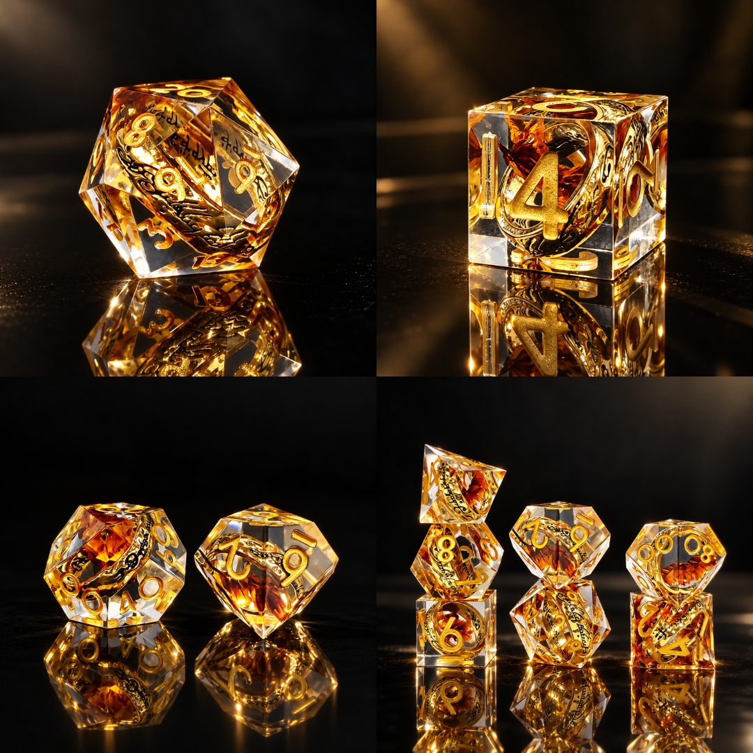 ลูกเต๋า Magic Rune Ring Resin Sharp Edge Dice Set 7 ลายวงแหวนเวทมนตร์ ...