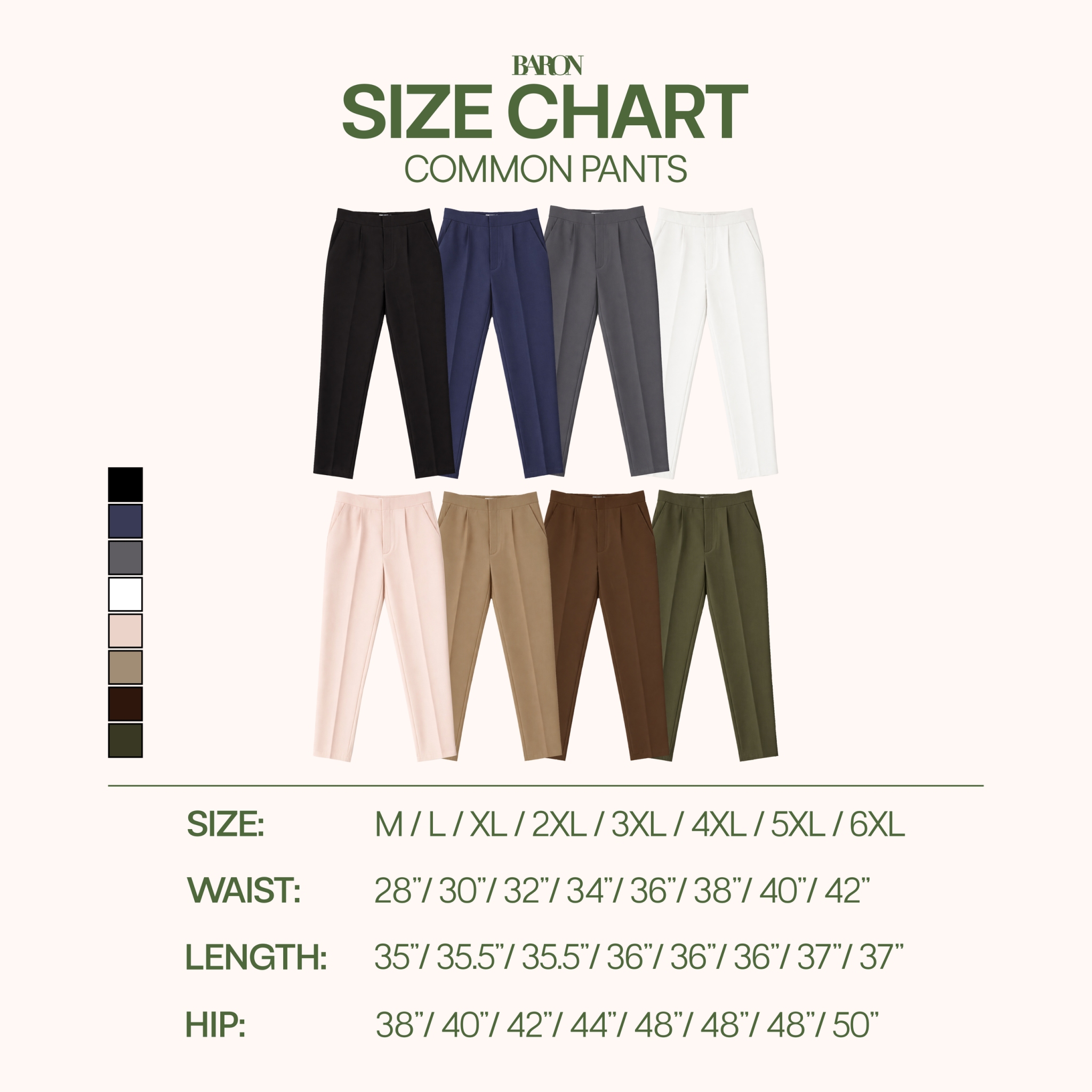 [ยอดขายดี พร้อมส่ง] BARON COMMON Pants กางเกงขายาวสแลคขาเต่อ เอวสูง ...