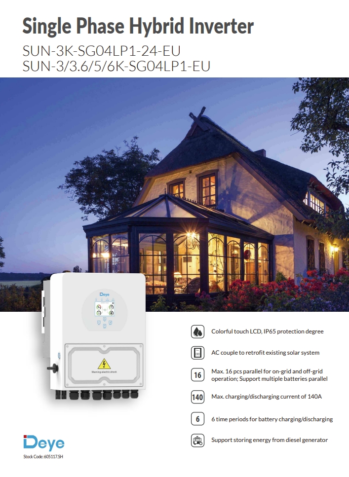 Deye 5kW Hybrid Solar Inverter Single Phase รองรับแบตเตอรี่ LV รุ่น SUN ...