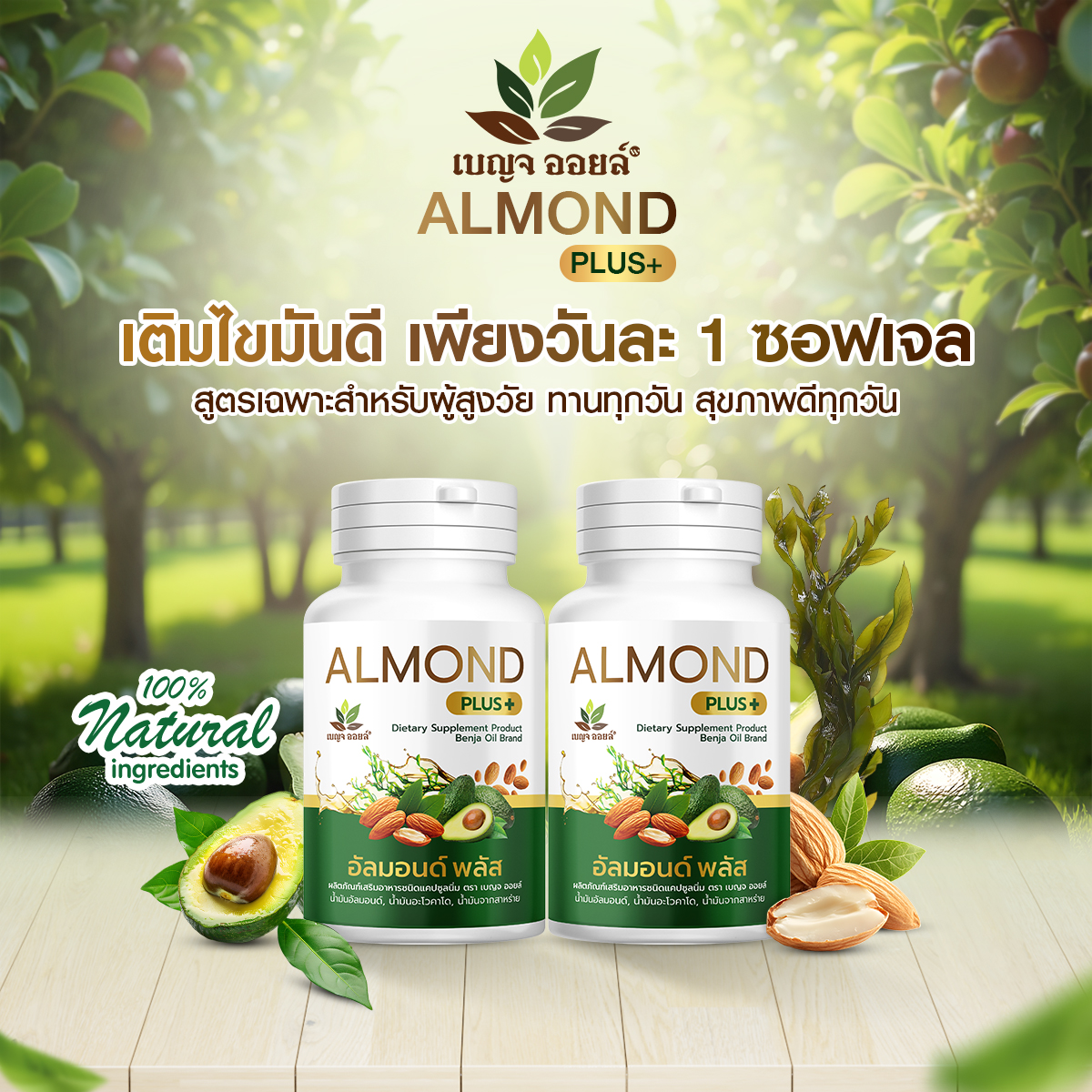 Almond Plus+เบญจออยล์ อัลมอนด์ พลัส เสริมภูมิร่างกาย 1กระปุก