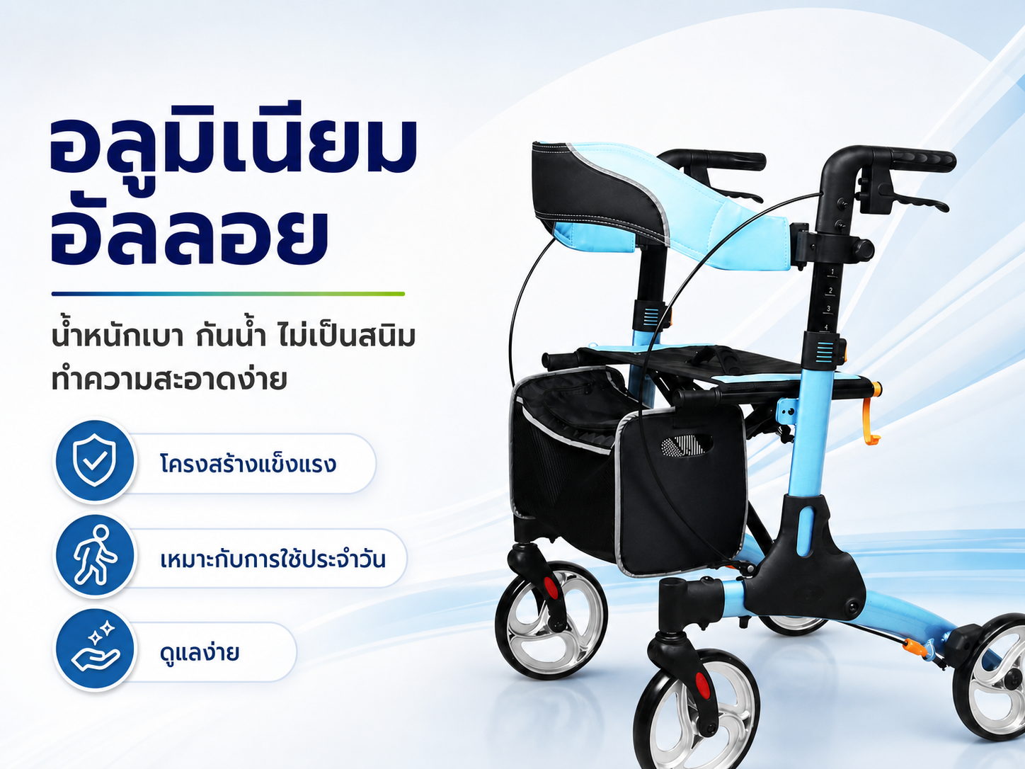 รถเข็นช่วยเดินผู้สุงอายุ iMOVE GO Rollator มีที่นั่งพักได้เวลาเหนี่อย ...