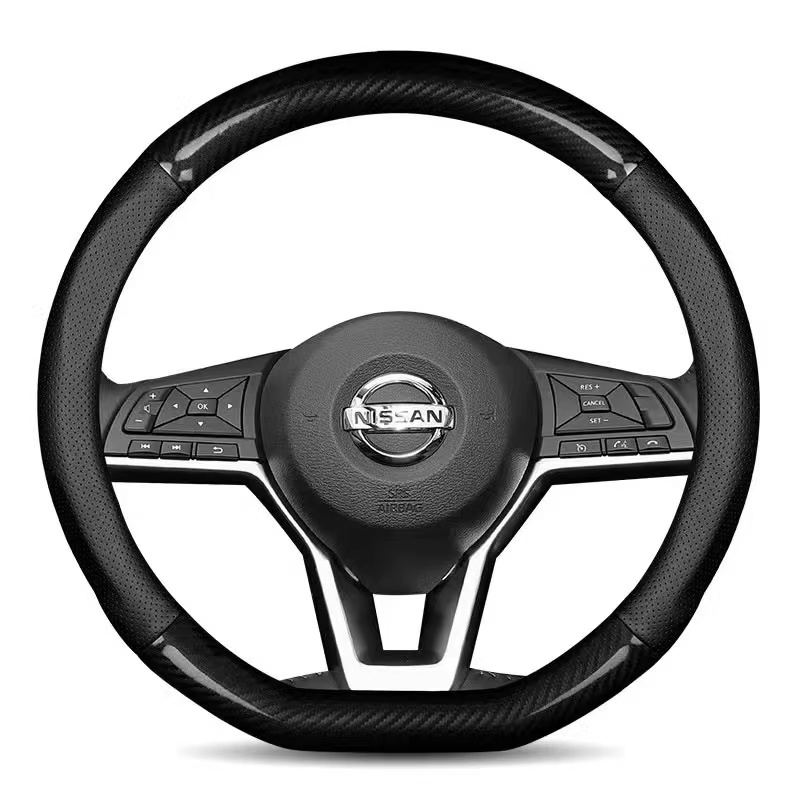 Nissan หุ้มพวงมาลัยรถยนต์ 38CM คาร์บอนไฟเบอร์ หนัง PU ที่หุ้มพวงมาลัย ...