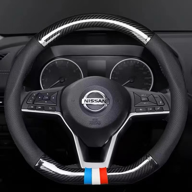 Nissan หุ้มพวงมาลัยรถยนต์ 38CM คาร์บอนไฟเบอร์ หนัง PU ที่หุ้มพวงมาลัย ...
