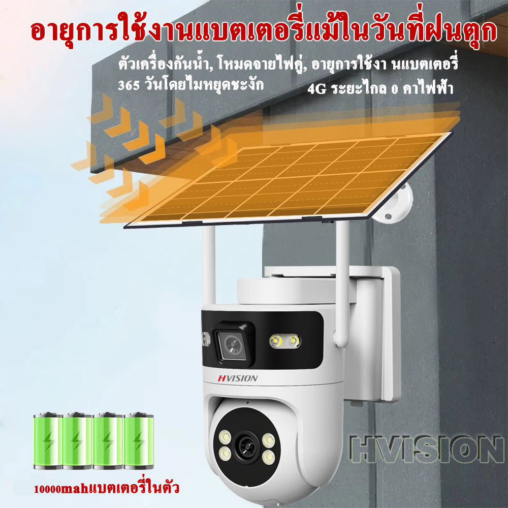 【หน้าจอคู่】กล้องวงจรปิดโซล่าเซลล์ 8MP 4K กล้องวงจรปิดใส่ซิม 4G 2กล้อง ...