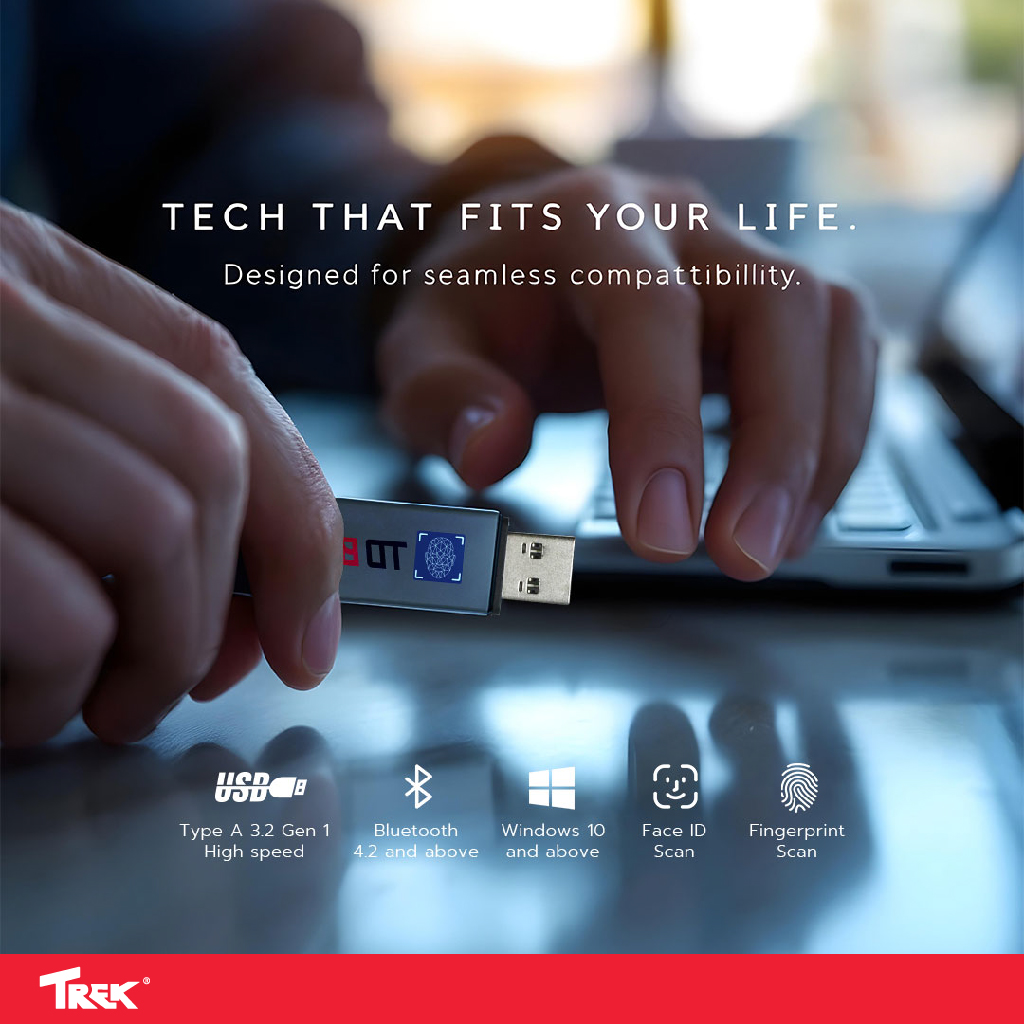 TREK TDBIO Flash Drive แฟลชไดร์ฟสแกนใบหน้าปลดลีอก USB 3.2 Gen1 (32GB ...