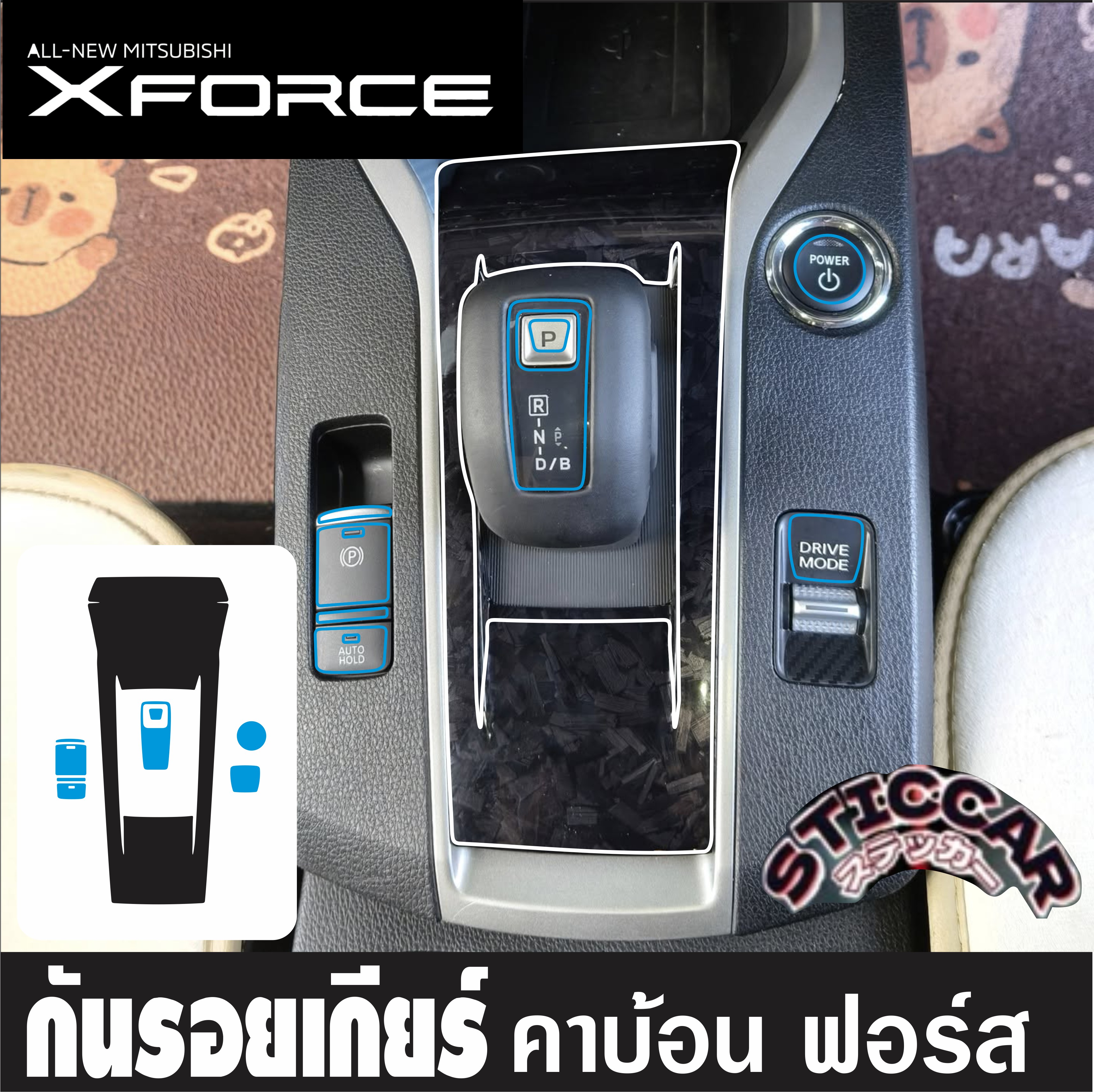 สติกเกอร์ฟิล์มกันรอยเกียร์ เคฟล่าดำเงาด้าน Mitsubishi Xforce Hev Ignite ...
