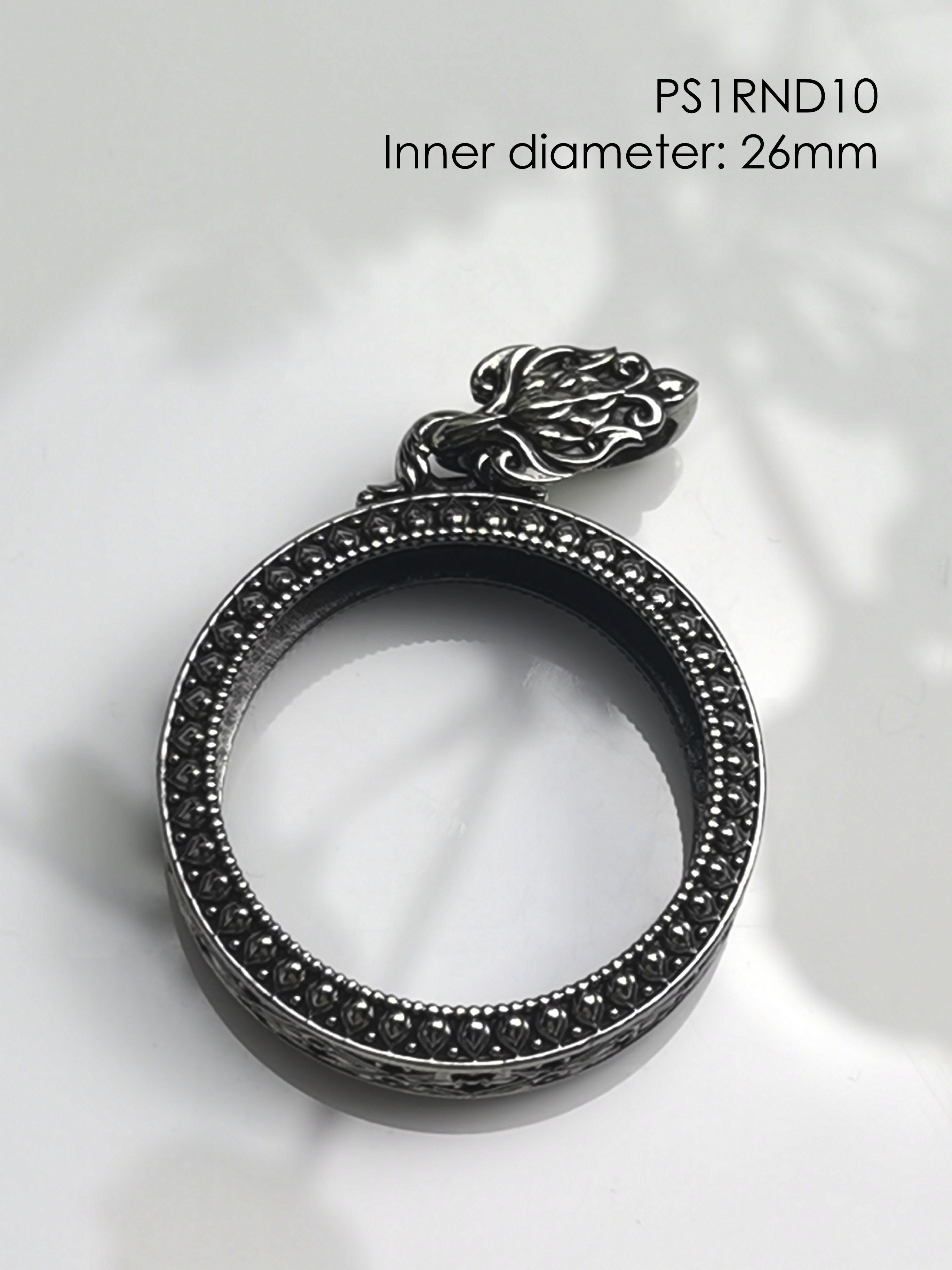 PS1RND10Whitebrass round amulet casing inner diameter 26mm กรอบพระ ไวท์ ...