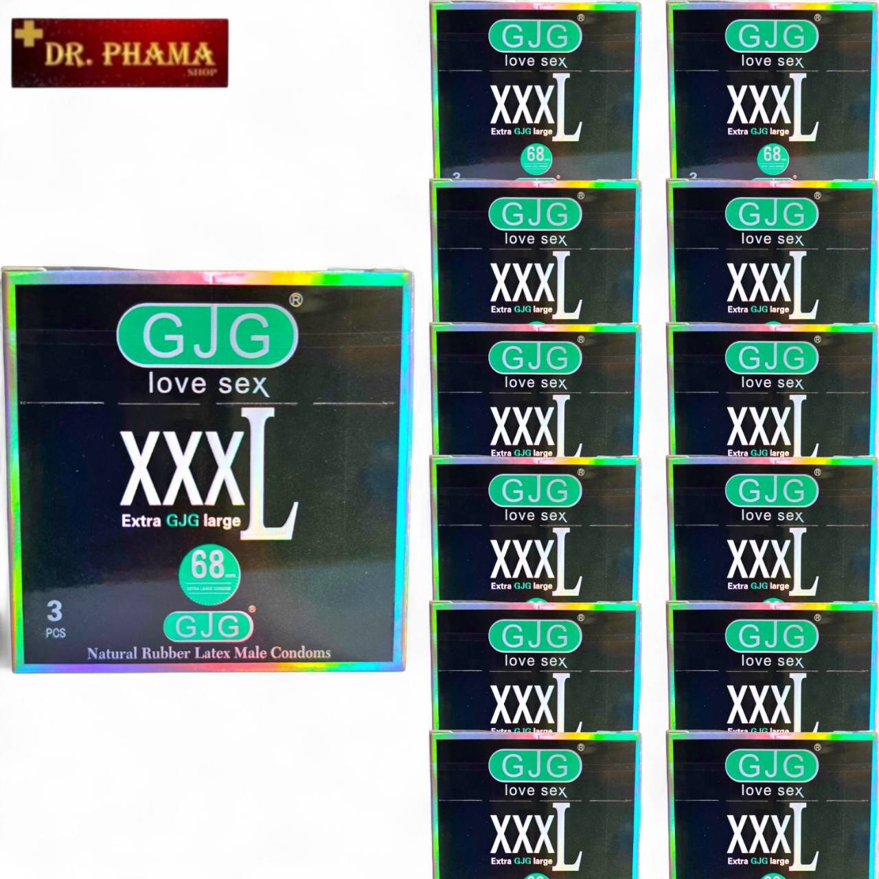 ถุงยางอนามัย จีเจจี ปลอดภัยหายห่วง ขนาด 68 มม GJG Condom XXXL Extra GJG ...