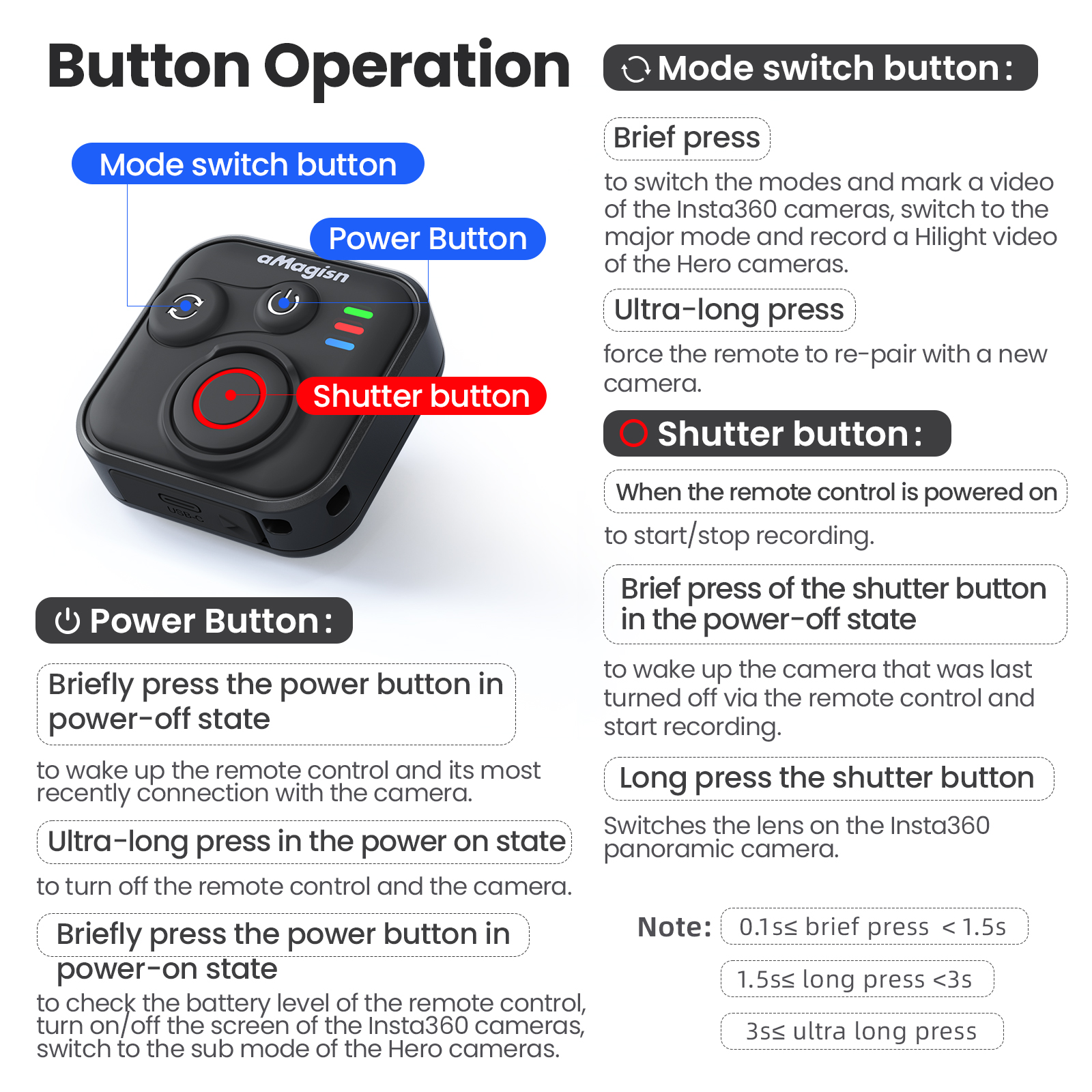 aMagisn Action Camera Blue Tooth Remote controllor รีโมทคอนโทรล ...