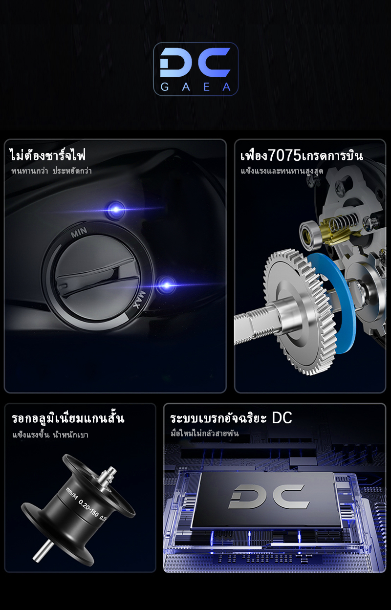 HAIYI FISHING รอกเบทคาสต์ DC GAEA ชิป DC อัจฉริยะ ระบบเบรก ...