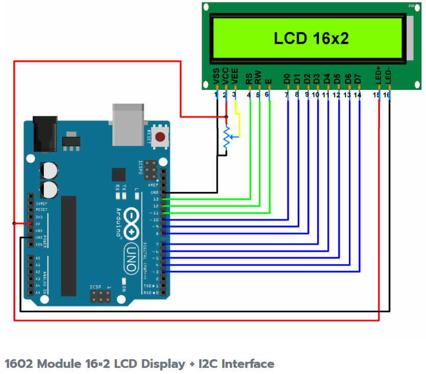 1602 Module 16×2 LCD Display + I2C Interface | Shopee Thailand