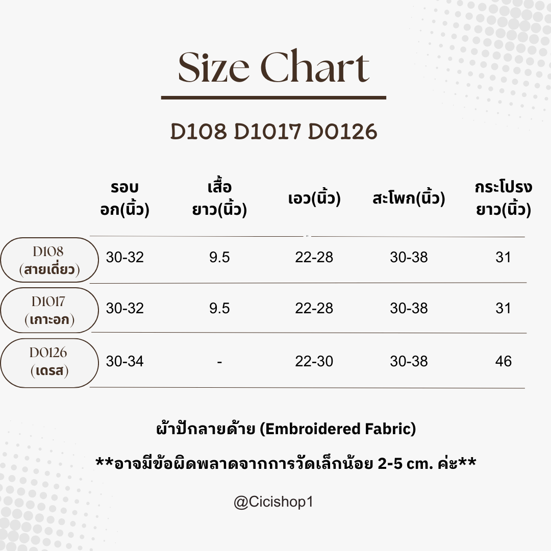 Cicishop(D108/D1017/D0126)เดรส/Setสายเดี่ยว/เกาะอกผ้าปักลายด้าย ซิปหลัง ...