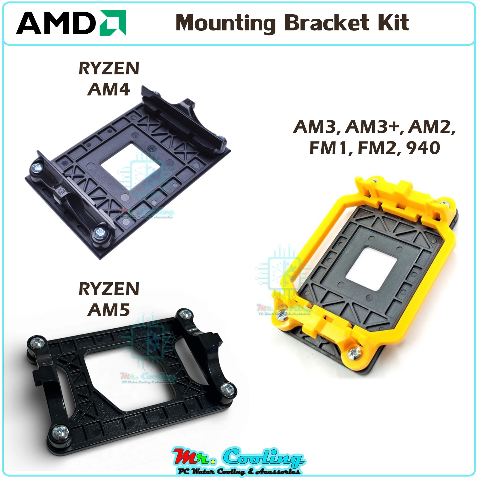 ชุดขายึด ฮีทซิงค์ CPU AMD Ryzen AM4 AM5 AM3, AM3+, AM2, FM1, FM2, 940 ...