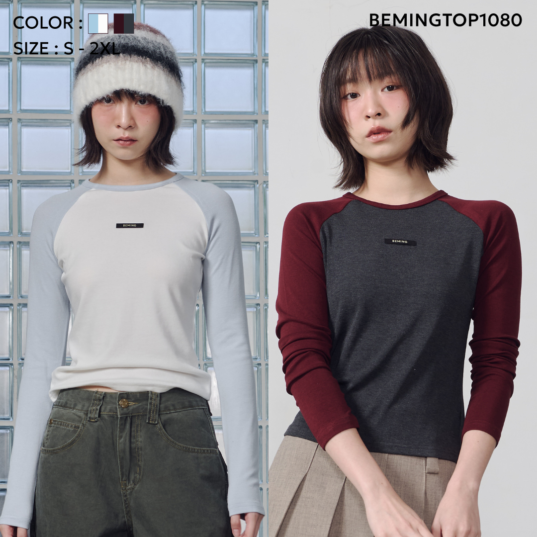 Bemingtop1080(S-2XL)-BMG Two Tone Tee - เสื้อแขนยาวทูโทนสไตล์วินเทจ ...