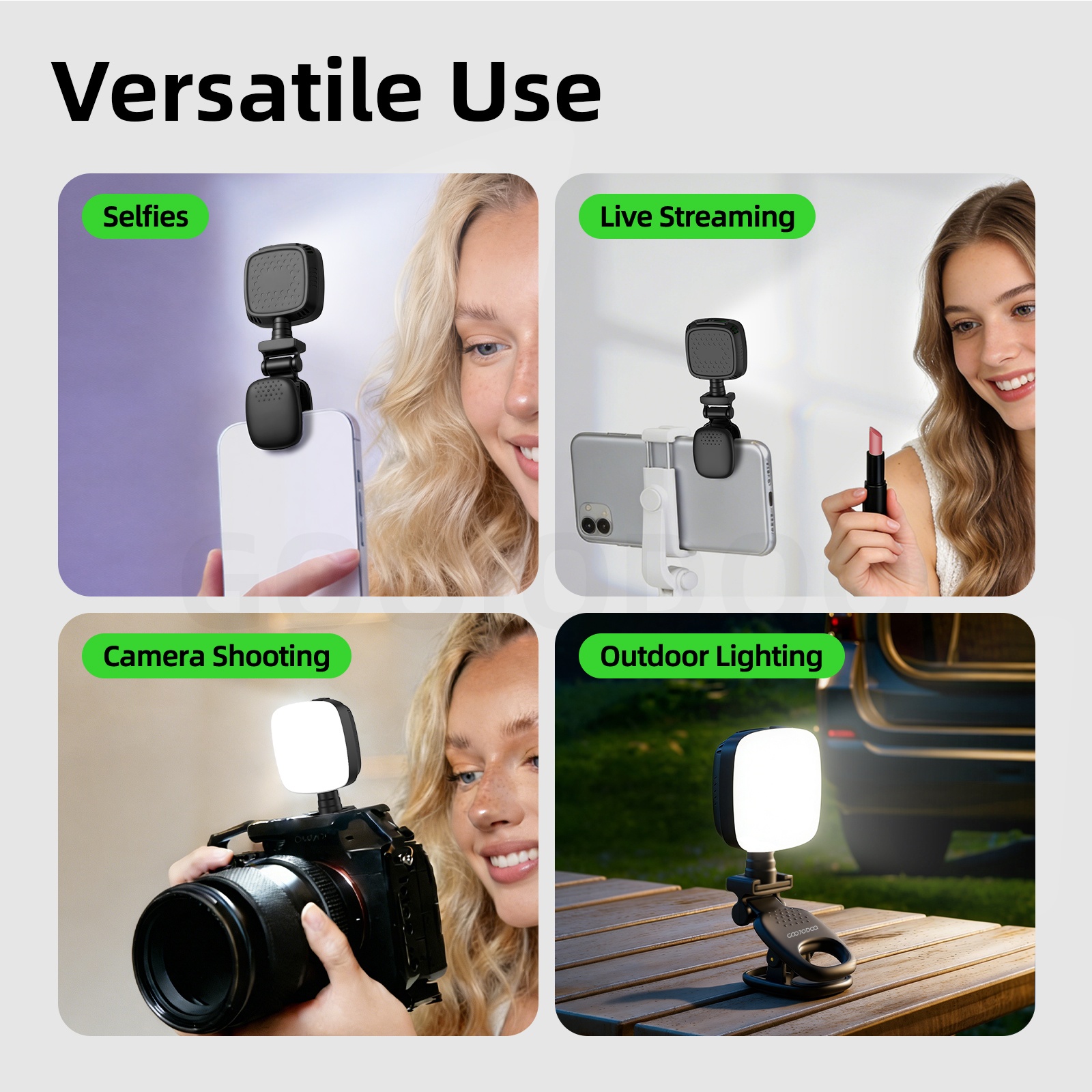GOOJODOQ Selfie Fill Light 3 Color Modes & 3 Brightness Levels True-to ...
