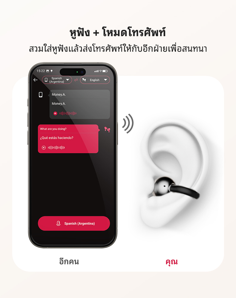 MINISO MS502 หูฟังแปลภาษา AI แบบไร้สาย OWS สำหรับออกกำลังกาย กันน้ำ ...