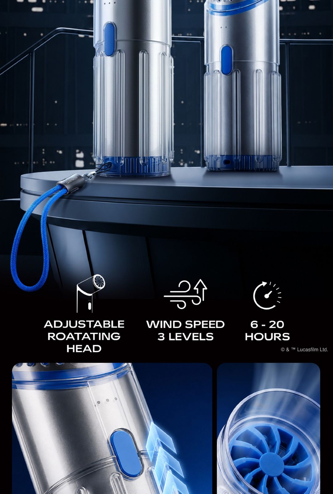 Gustron Portable Saber Fan Luke Skywalker - Blue พัดลมพกพาดีไซน์ล้ำสมัย ...