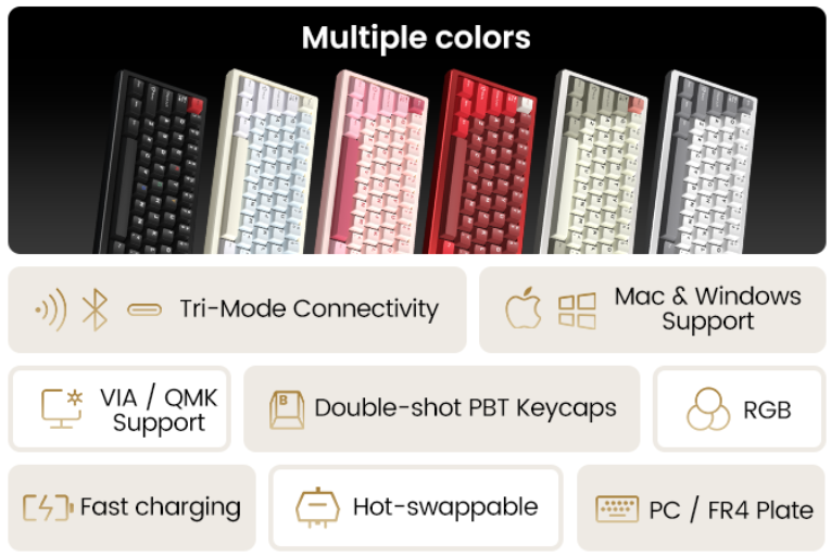 🇹🇭 Wobkey Zen65 Tri-mode คีย์บอร์ดอะลูมิเนียม aluminum custom keyboard ...