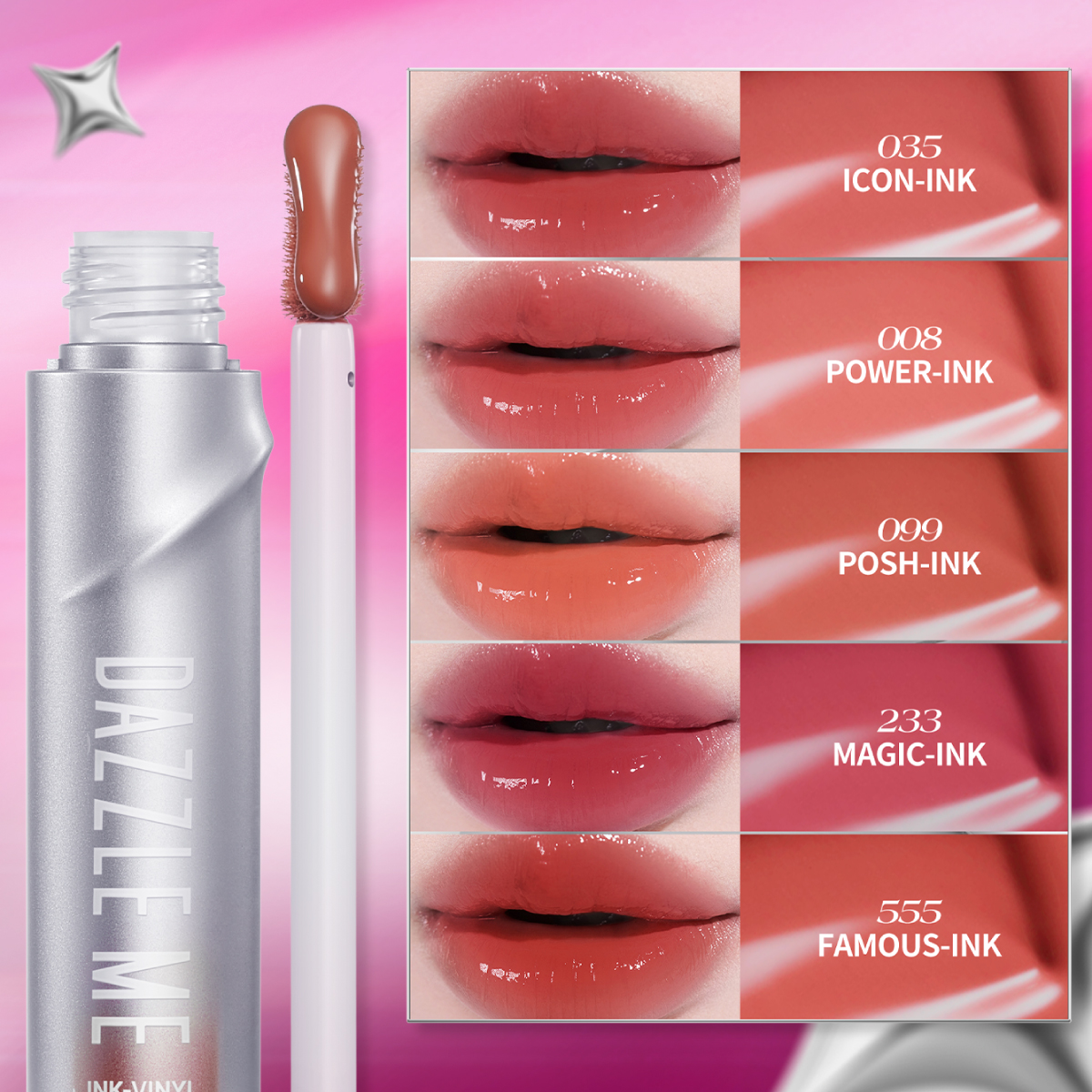 DAZZLE ME Ink Vinyl Lip Lacquer แดซเซิลมี ลิป ปากอิ่ม ฉ่ำวาว สีแน่นชัด ...