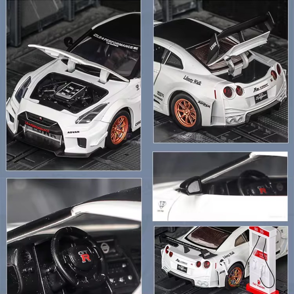 รถ Nissan GTR-R35 CSR2 (งานเหล็กไม่มีกล่อง)สเกล1:24มีเสียงมีไฟประตูเปิด ...