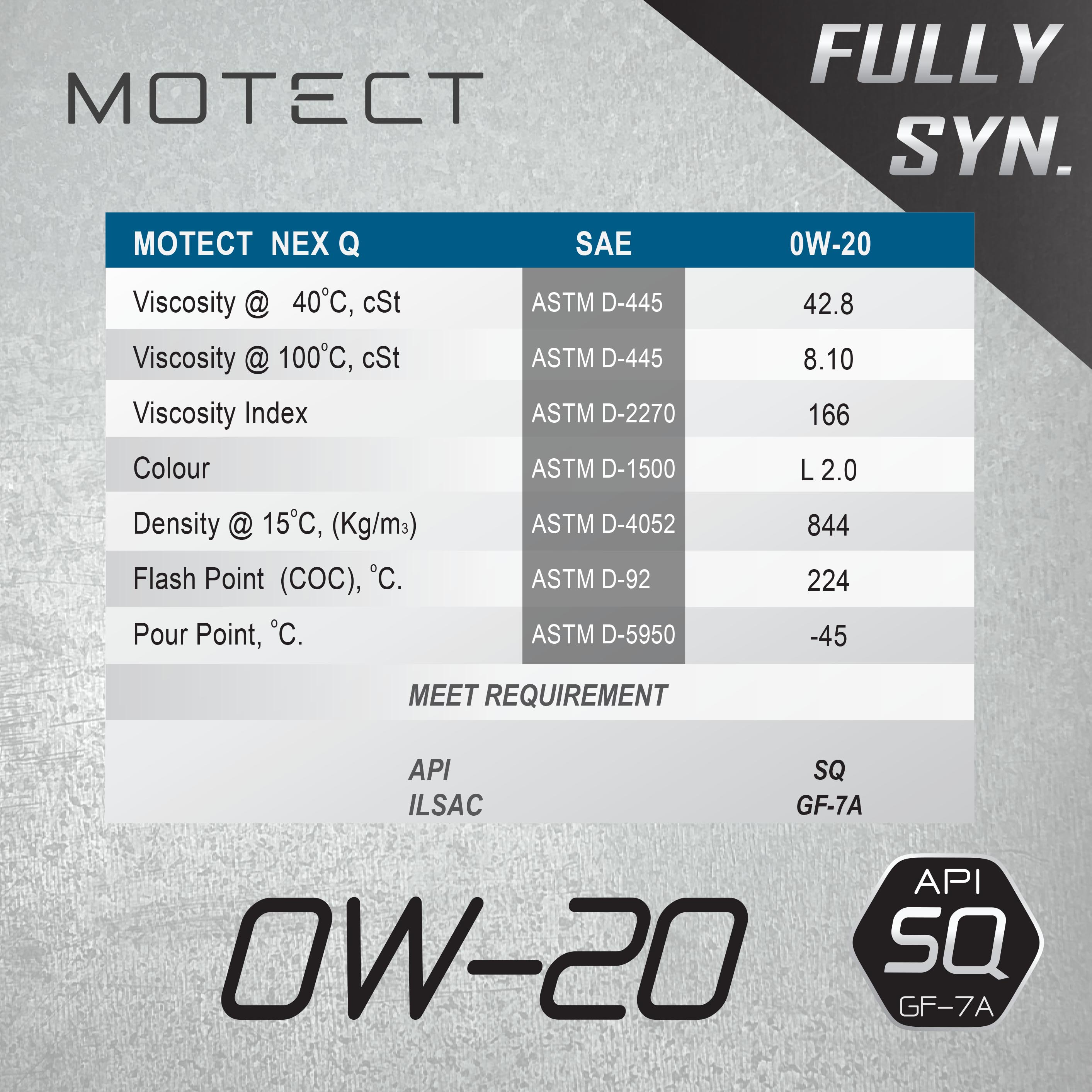 MOTECT Euro 6c น้ำมันเครื่องเบนซิน สังเคราะห์แท้ NEX Q Fully Synthetic ...