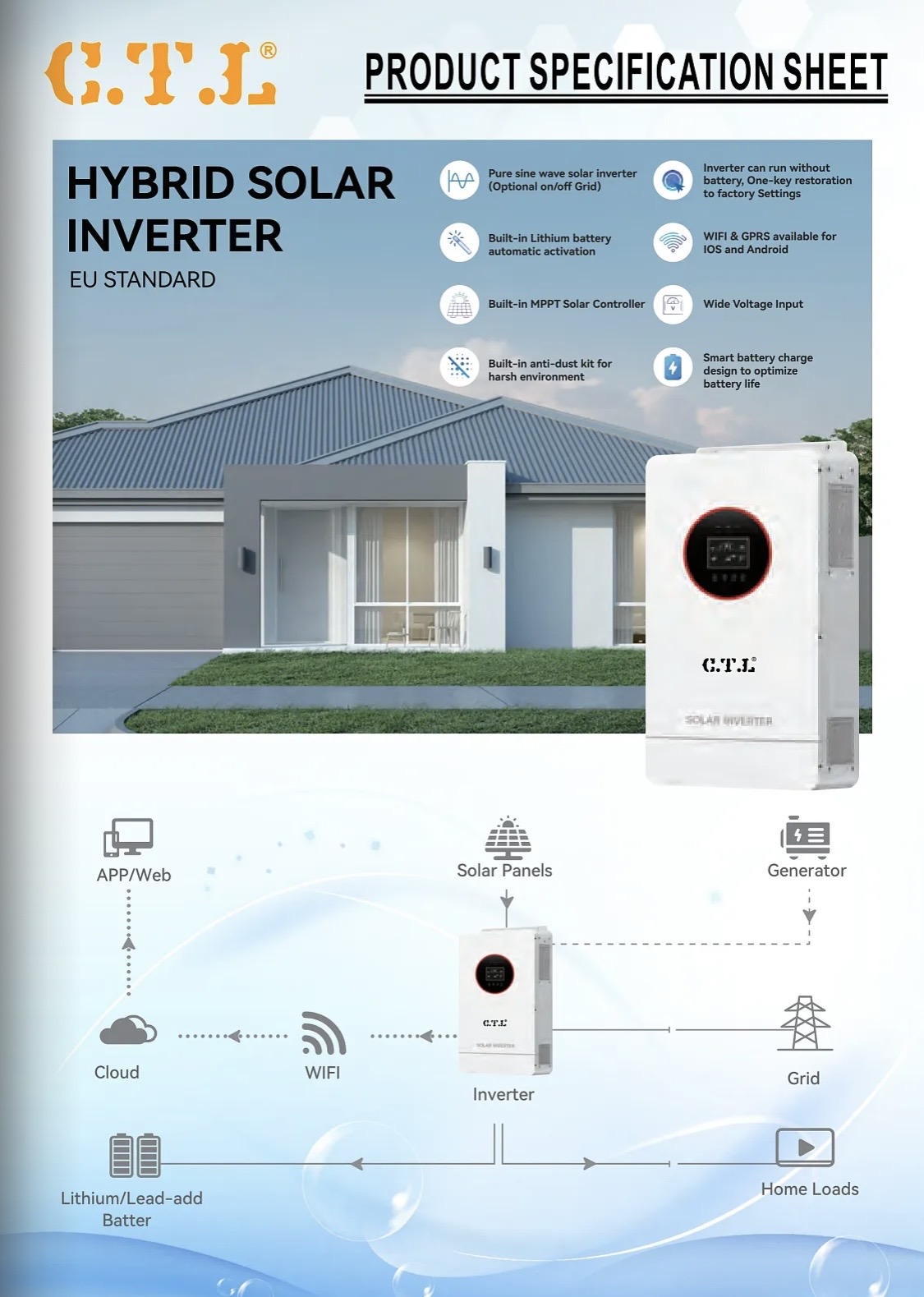 C.T.L Hybrid Off Grid Inverter รุ่น 4.2Kw 24V / 6.2Kw 48V ผสมไฟบ้านได้ ...
