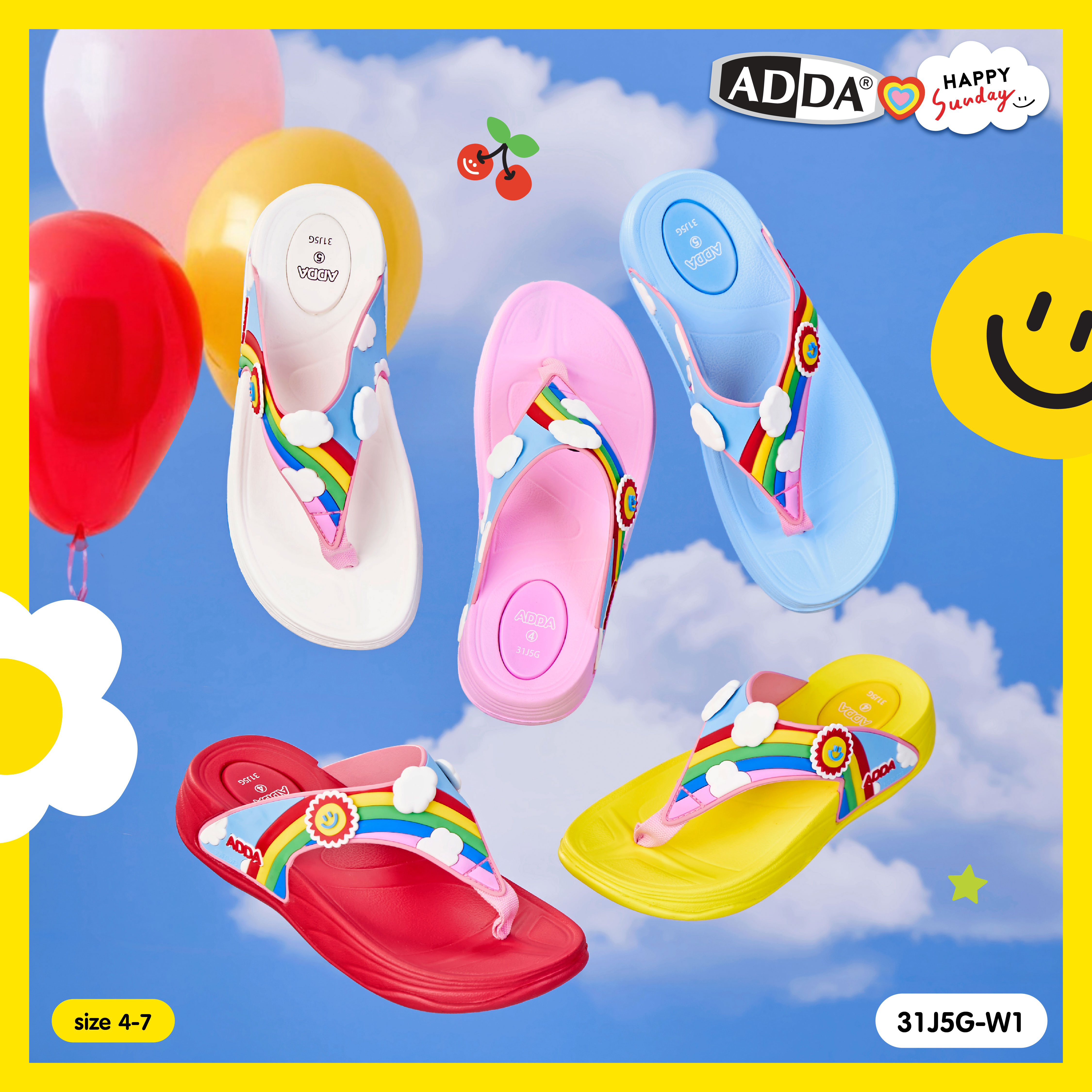 ADDA x HAPPY SUNDAY ลิขสิทธิ์แท้ รองเท้าแตะ รองเท้าลำลอง แบบหนีบ สำหรับ ...