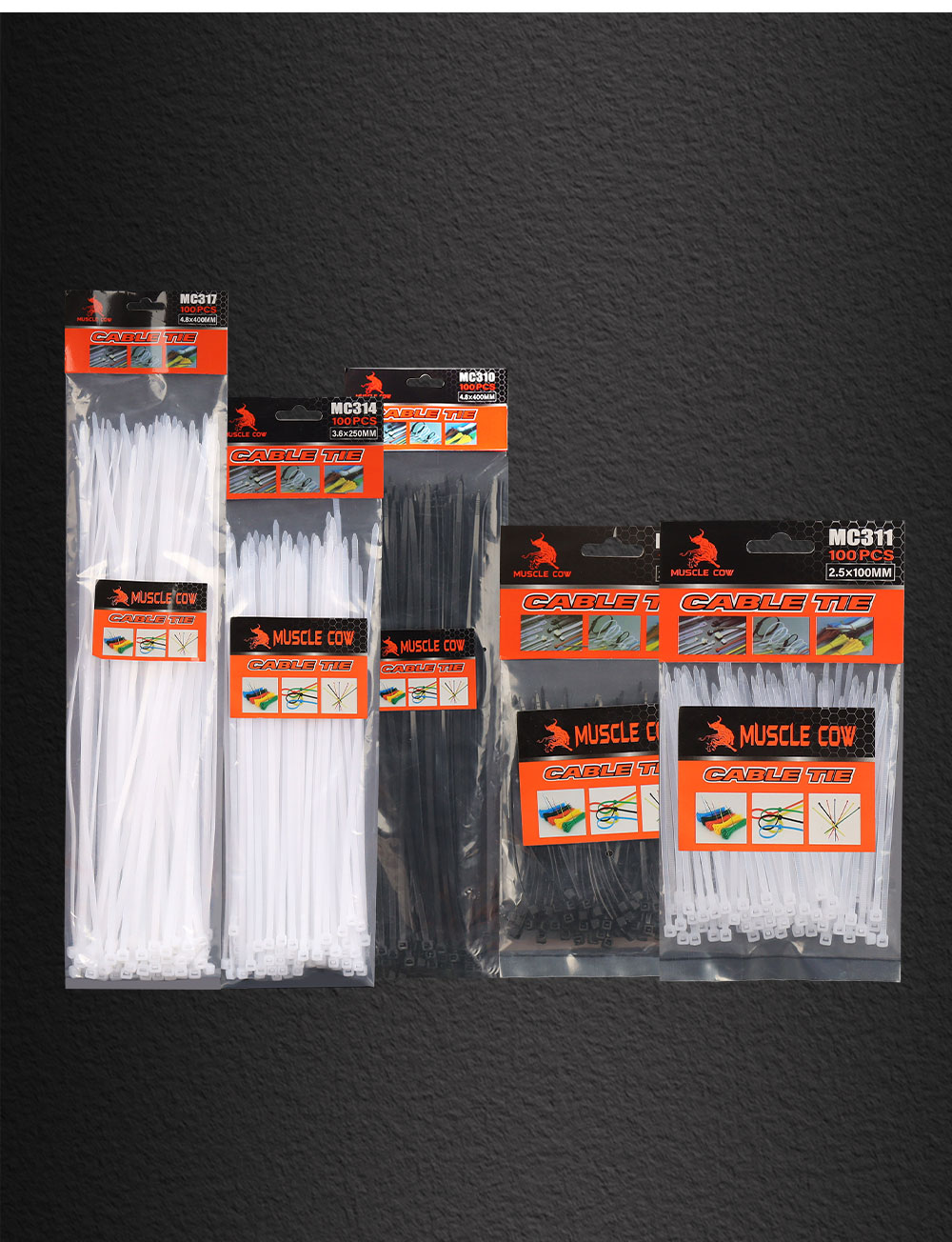 COW KING (แพค100เส้น)4นิ้ว-16นิ้ว เคเบิ้ลไทร์ Cable Tie หนวดกุ้ง ไนล่อน ...