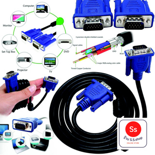 ภาพหน้าปกสินค้าVGA Cable VGA  Male to Male D-Sub Cable Lead for PC Monitor Projector ที่เกี่ยวข้อง