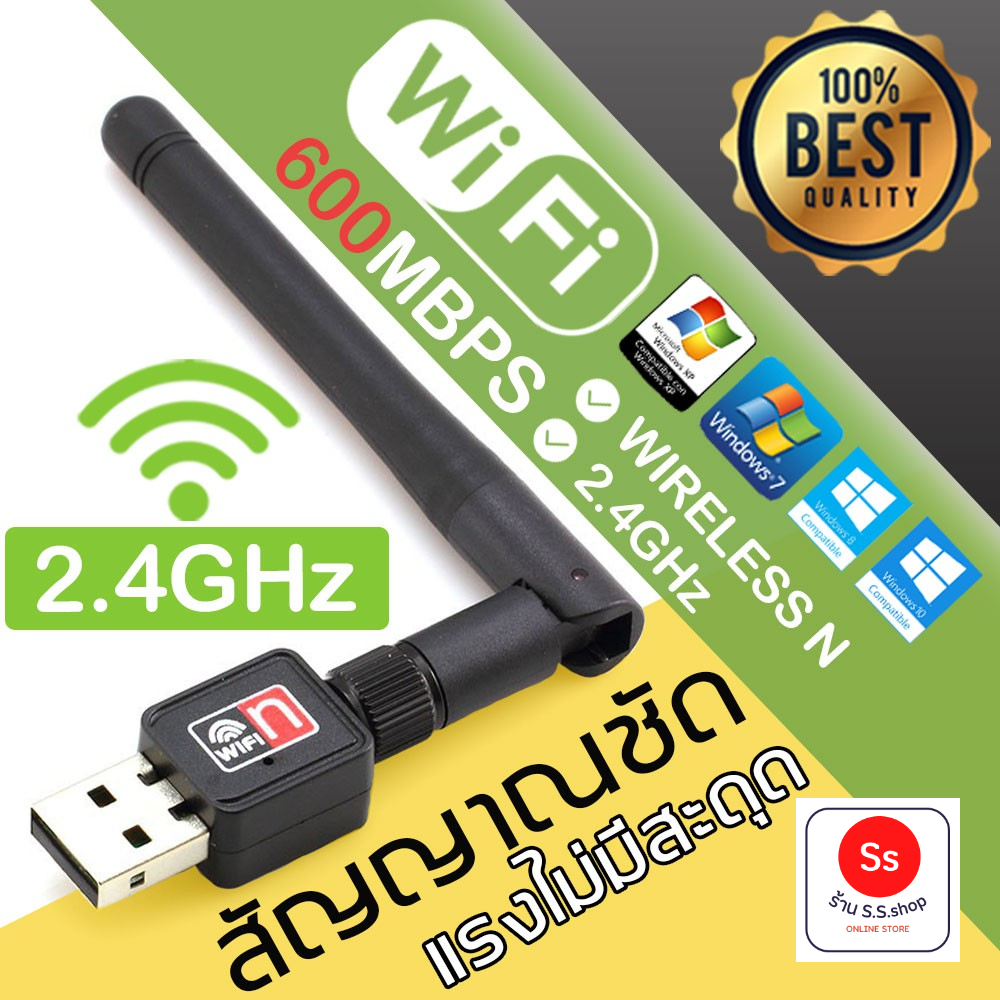 ภาพหน้าปกสินค้าตัวรับ WIFI 600M 2db สำหรับคอมพิวเตอร์ โน้ตบุ๊ค แล็ปท็อป Wifi Adapter USB 2.0 Wireless Wifi Adapter 802.11N 600Mbps