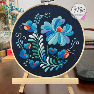 ชุดปักลายดอกไม้ ขนาด 20cm. Flower collection DIY Embroidery Kit 20cm.