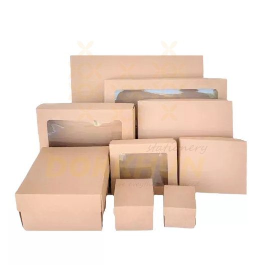 กล่องของขวัญ-กล่องกระดาษคราฟท์-เจาะหน้าต่างก-ฝาครอบ-กล่องของขวัญ-กล่องกรอบรูป-กล่องเบเกอรี่-กระดาษน้ำตาล-พร้อมส่ง-ด่วน