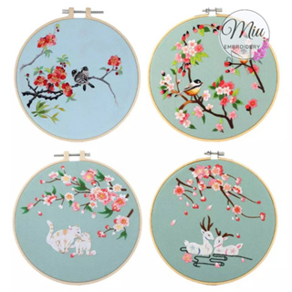 ชุดปักลายดอกไม้กับนก ขนาด 20cm. Flowers &amp; Birds DIY Embroidery Kit 20cm.