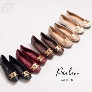Pailin รองเท้าคัทชู แต่งหน้าโซ่ ส้นสูง 2ซม. พื้นนิ่ม กระชับ ไม่รัด
